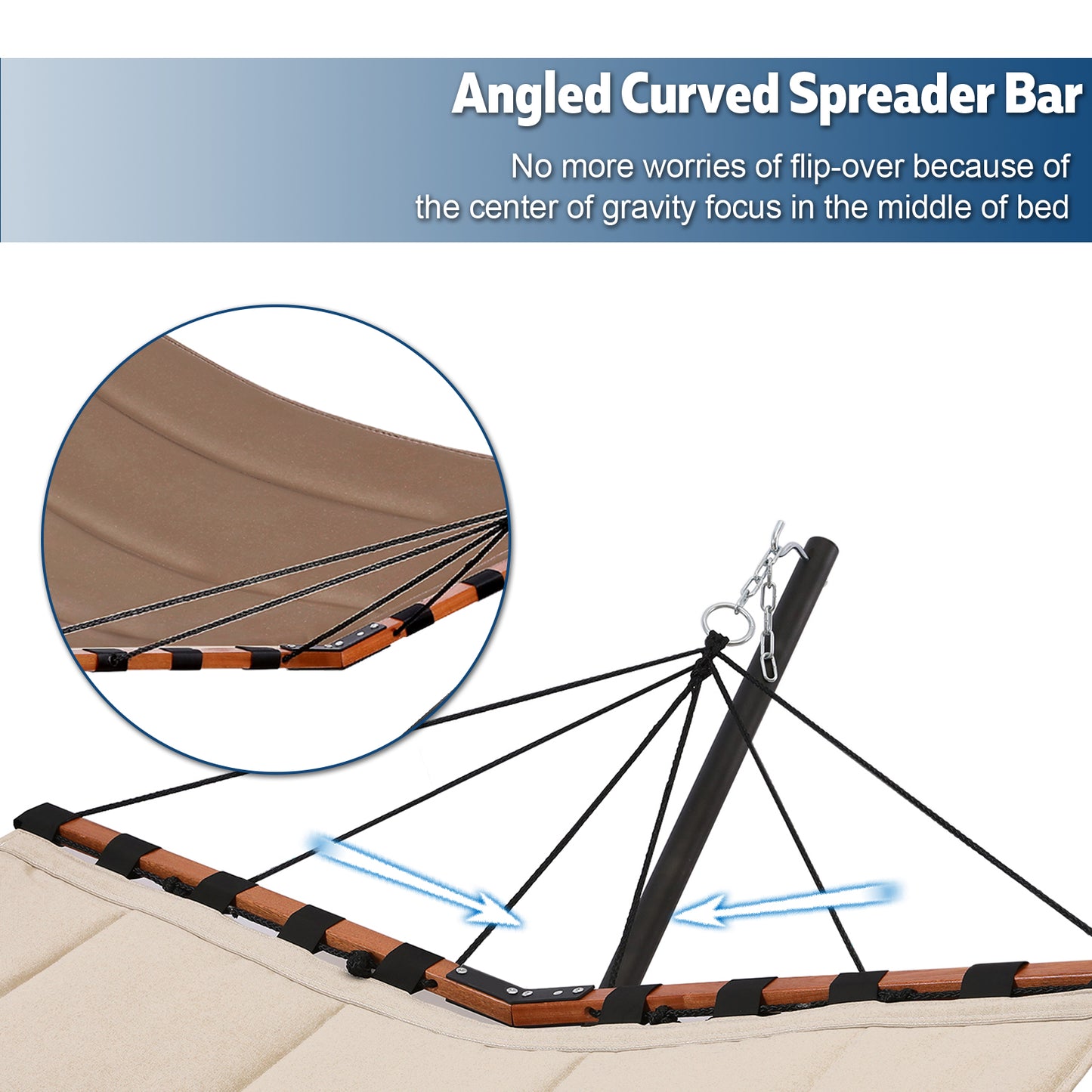 TegerDeger 12FT 2 Person Hammock with Stand Included 55 x 79IN Large Hammock 450LB Capacity with Hardwood Spreader Bar & Nylon Rope for Outside, Patio, Garden, Backyard, Beach, Poolside - Brown