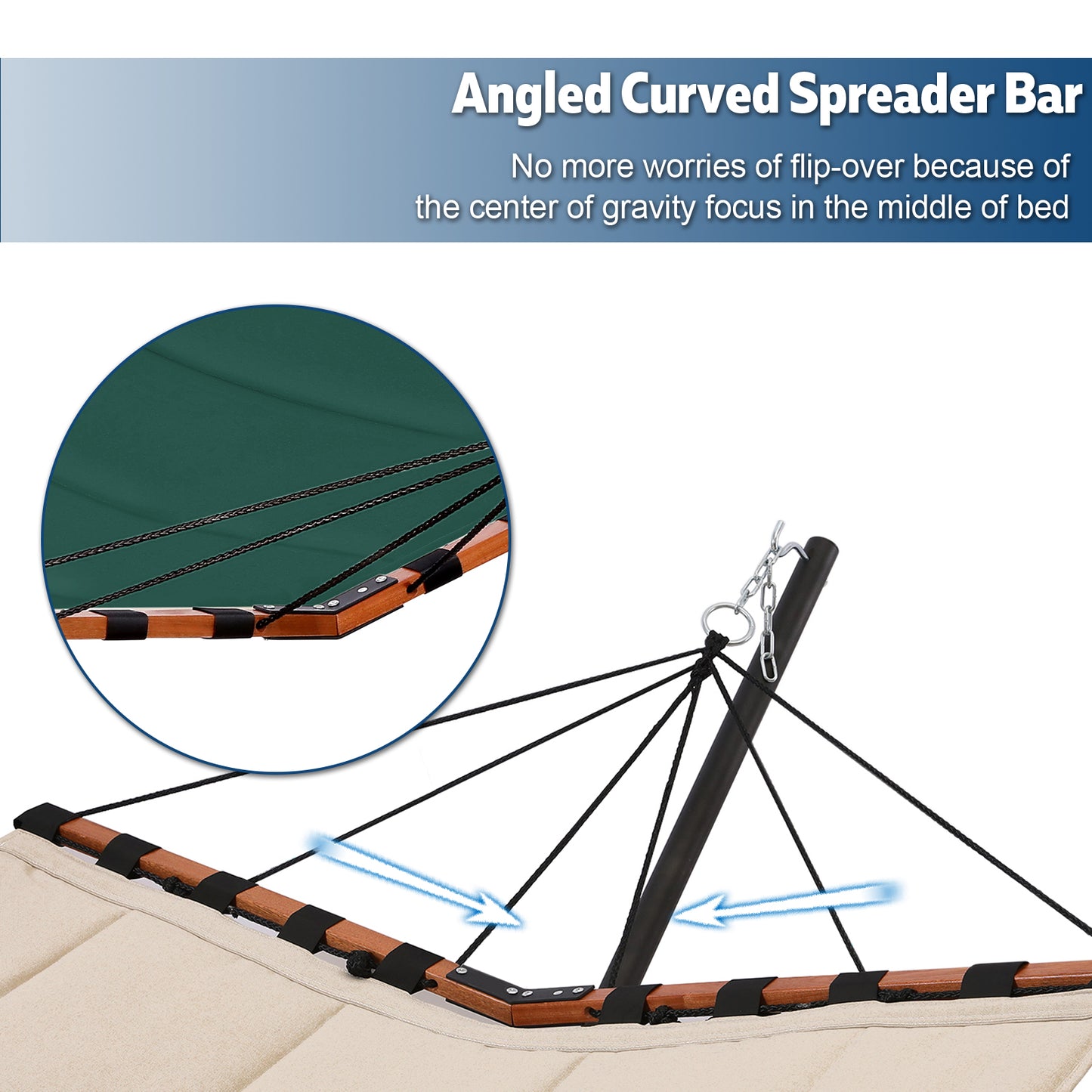 TegerDeger 12FT 2 Person Hammock with Stand Included 55 x 79IN Large Hammock 450LB Capacity with Hardwood Spreader Bar & Nylon Rope for Outside, Patio, Garden, Backyard, Beach, Poolside - Dark Green